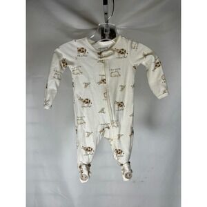 Carters Just One You Newborn White Waffle Knit CowSheep Sleep Play Zipper Romper
